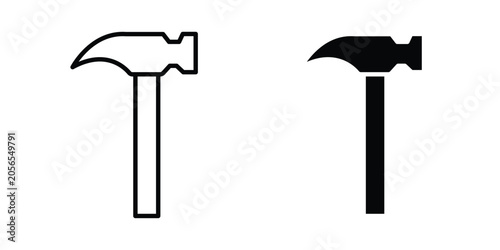 Fotografie Hammer tool icon modern line style, Solid filled vectors set