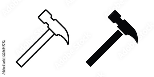 Billede på lærred Hammer icon modern line style, Solid filled vectors set