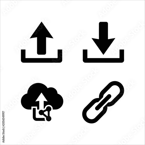 Web icon set with download and upload arrow buttons for internet and website design