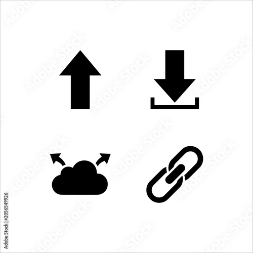 Web icon set with internet, communication, navigation, and business symbols including mail, phone, home, download, and information buttons vector illustration