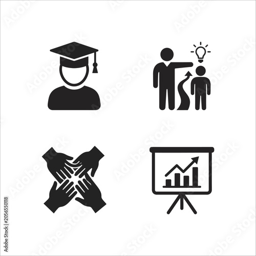 Graduation cap education icon set vector illustration of academic success and student graduation concept