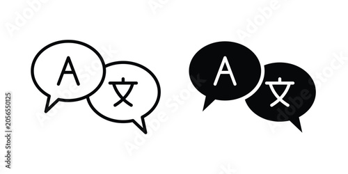 Foto Language icon modern line style, Solid filled vectors set