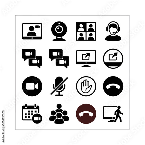 Web and Business Icon Set for Internet, Finance, Communication and Media Services