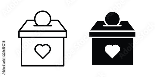 Foto Money donation icon modern line style, Solid filled vectors set