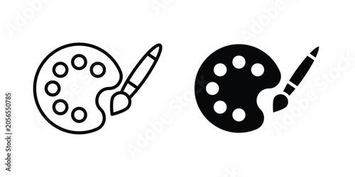 Paint icon modern line style, Solid filled vectors set