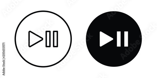 Obraz na płótnie Play pause icon modern line style, Solid filled vectors set