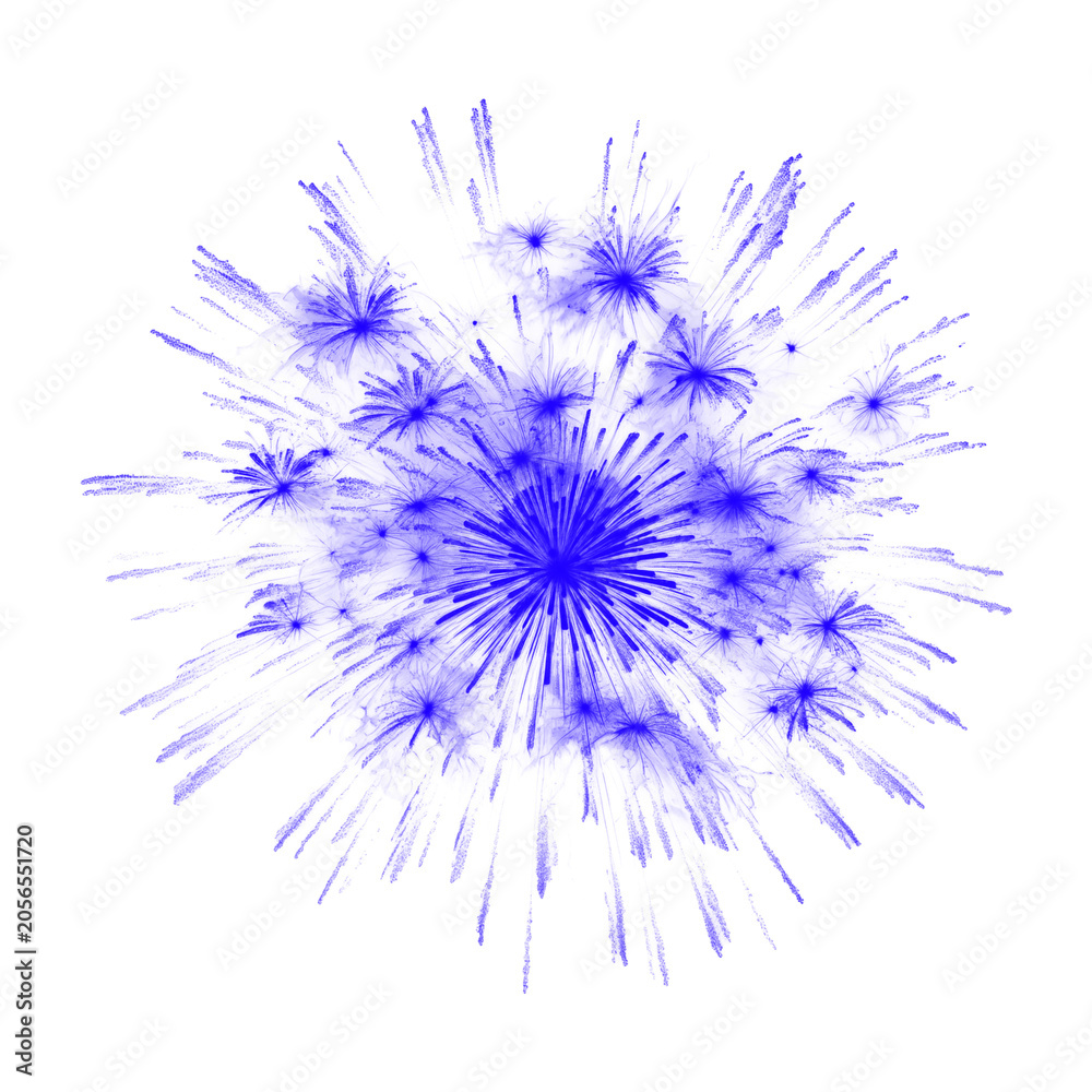 Obraz premium Abstract Blue Bursting Firework Explosion on White Background