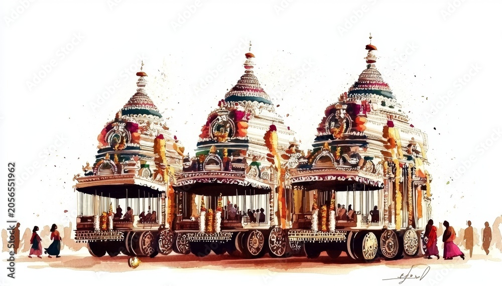 Obraz premium Celebration of traditional culture captured through a stunning watercolor medium.