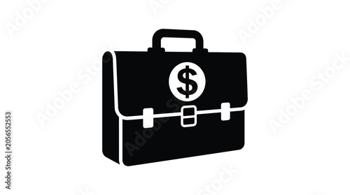 Briefcase With Dollar Sign Black Silhouette attache