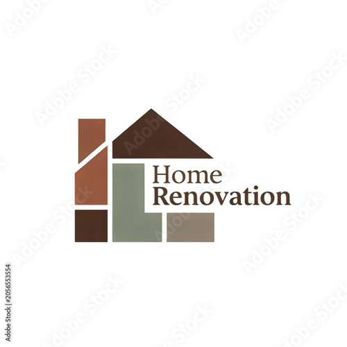 Modern home renovation logo with geometric shapes and earthy tones