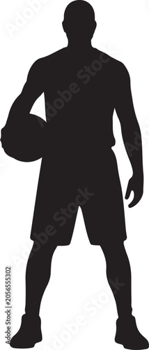 Black silhouette of a man holding a basketball