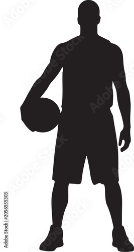 Black silhouette of a man holding a basketball