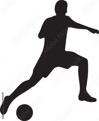 Black silhouette of a man kicking a ball