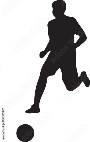 Black silhouette of a man kicking a ball