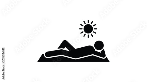 Obraz na płótnie Person sunbathing on beach black silhouette figure