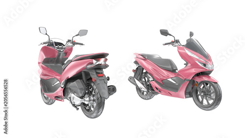 Tableau sur toile Modern metallic pink maxi scooter shown from two angles, contemporary urban moto
