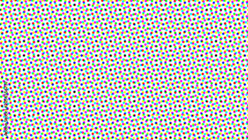Vibrant CMYK halftone dot pattern background for retro comic book pop art. 