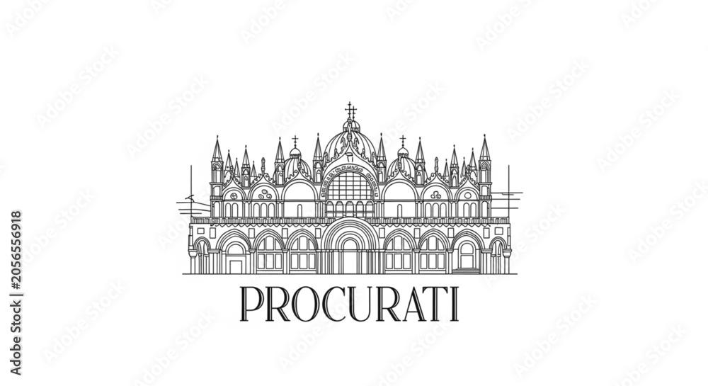 Obraz premium Procurati Building Architectural Drawing Design.