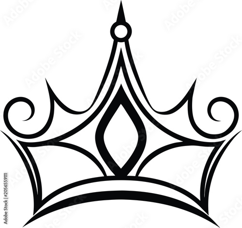 Bild auf Leinwand Black silhouette of a regal crown a heraldic emblem with ornate curves and a poi