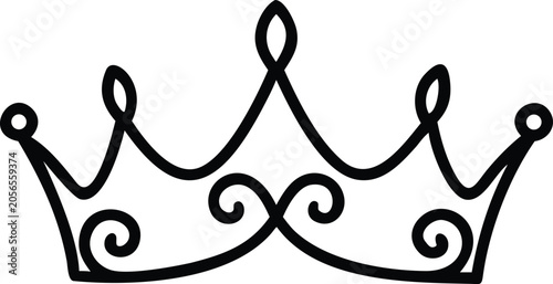 Foto Classic regal crown silhouette against a white background featuring