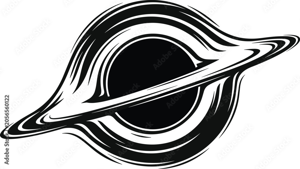 Obraz premium Abstract Black Hole Vector Illustration with Cosmic Ring Design, Deep Space Phenomenon, Gravitational Singularity Concept and Modern Astronomy Symbol
