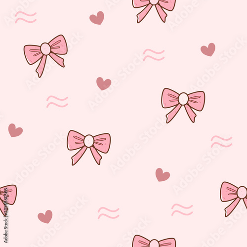 seamless pattern background with bow and hearts