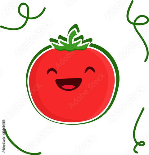 Cute Smiling Tomato Cartoon Vector Illustration