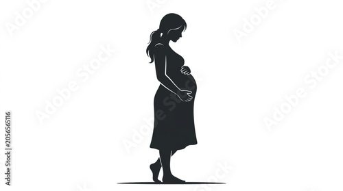 Foto Pregnant woman silhouette holding her belly standing vector illustration (Altern