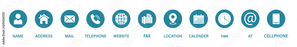 Fotografie Contact icon set