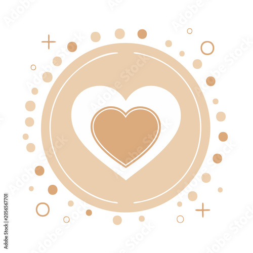 Minimalist heart symbol with circular pattern