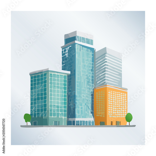 Modern glass skyscrapers in cityscape