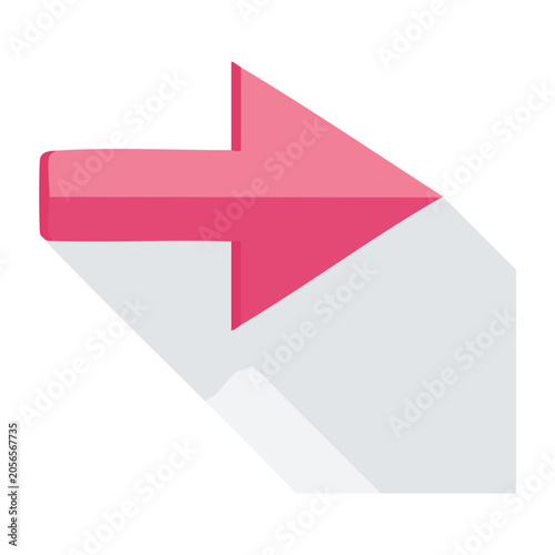 Pink flat arrow icon on transparent background