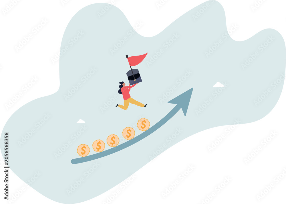 Behang Investment profit and earning, stock market growth or fund flow depend on interest rate and inflation concept