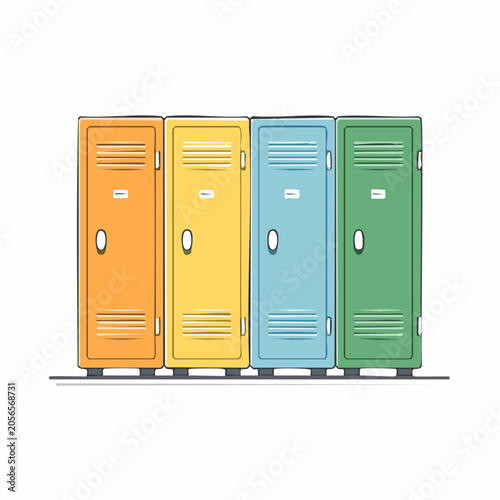Row of Colorful Lockers