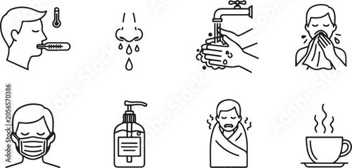 Fotografie Illustrations of health precautions and remedies
