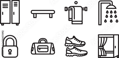 Konstfotografi Flat icons set of gym and locker room essentials