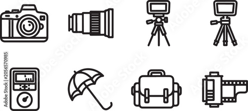 Obraz na plátně Photography equipment icons set flat design