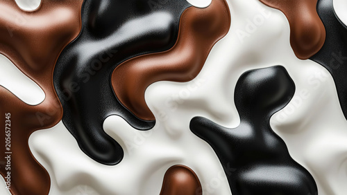 brown, black and white abstract wave pattern motif background. Cowhide wave pattern texture 