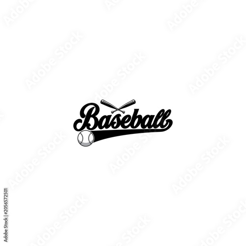 A minimalist sports logo featuring the word 'Baseball' written in a classic bold black curse script font.