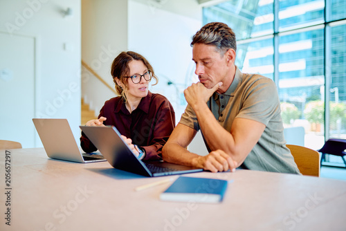 Fotografie Business coworkers collaborating on a project, discussing ideas and tasks using