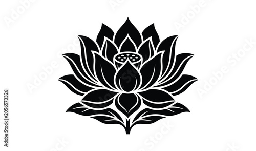 Black lotus flower silhouette for design video