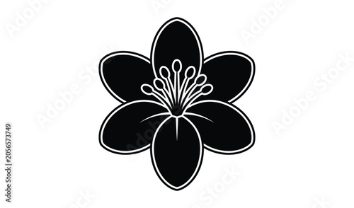 Black flower icon with white outline on video
