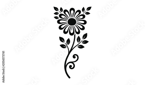 Black silhouette of a stylized flower with leaves on video