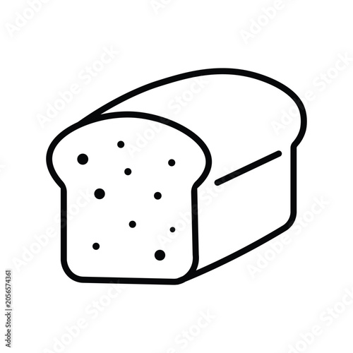 Sliced bread loaf outline illustration icon black and white background design