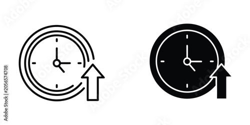 Schilderij op canvas Clock Time Change Illustration with Hour Hand Adjustment Vector Line Art