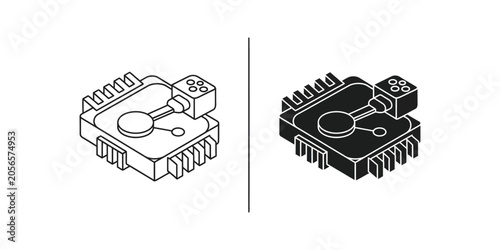 Tableau sur toile Broken Computer Chip and RAM Memory Module Line Art Illustration