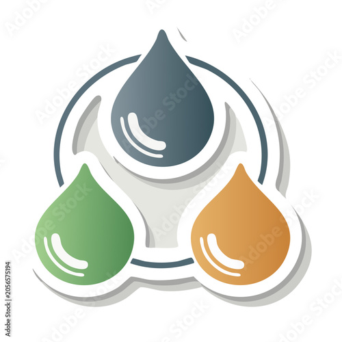 Recycling symbol with arrows in blue green orange