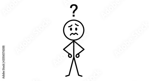 Bild auf Leinwand A confused stick figure character with a question mark above its head