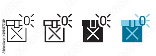 Foto Zero defect icon with perfect cargo box package marked with flashing numeral zero representing smart factory absolute quality control management, digital manufacturing error protection, and tech