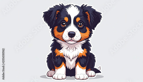 Cute Tri Color Australian Shepherd Puppy.